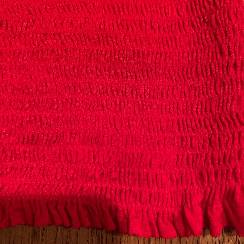 Red Ruched Tube Top- Cropped - Picture 2 of 2